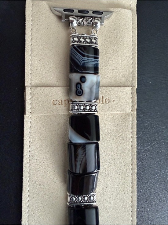 Cape Diablo Jewelry - Cape Diablo Black White Agate Link Apple Watch Band Small